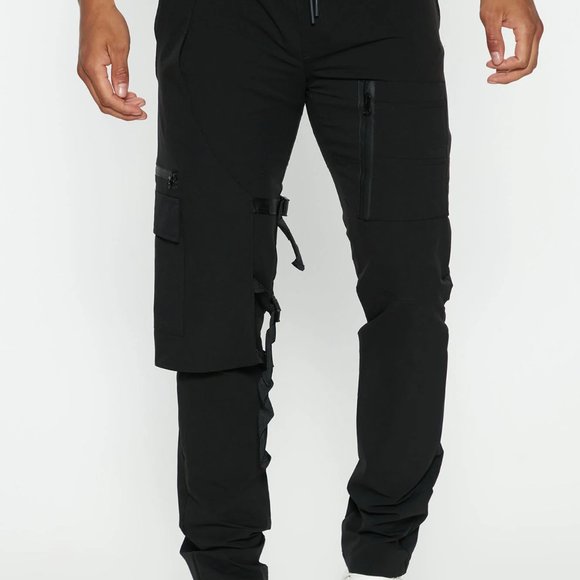 Fashion Nova Men Utility Cargo Pants Pockets Urban XXL Drawstring Straight Leg… - Picture 10 of 16